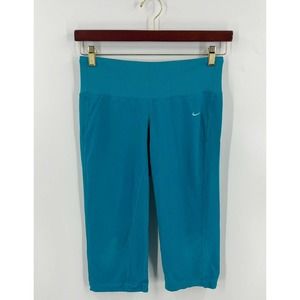 Nike Fit Dry Womens Size S Teal Blue Athletic Workout Leggings Cropped Capri